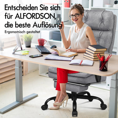 ALFORDSON Bürostuhl Exekutive Computer Stoffsitz Liegestuhl Gaming Grau