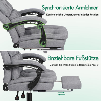 ALFORDSON Bürostuhl Exekutive Computer Stoffsitz Liegestuhl Gaming Grau