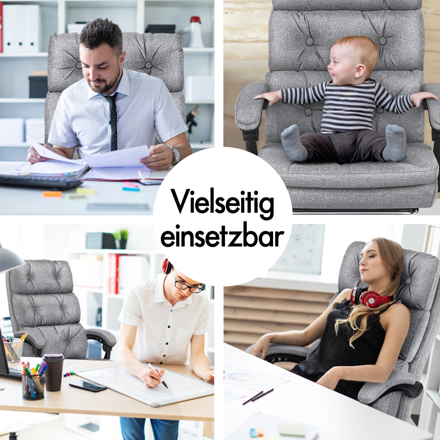 ALFORDSON Bürostuhl Executive Computer Stoff Sitz Racing Arbeit Recliner