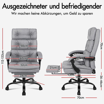 ALFORDSON Bürostuhl Exekutive Computer Stoffsitz Liegestuhl Gaming Grau