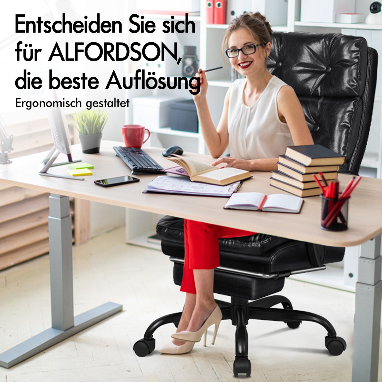ALFORDSON Bürostuhl Exekutive Computer PU Leder Sitz Arbeit Recliner Gaming
