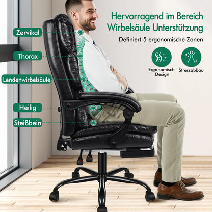 Silla de oficina ALFORDSON, ejecutiva, para ordenador, asiento de piel sintética, reclinable, para trabajo y juegos