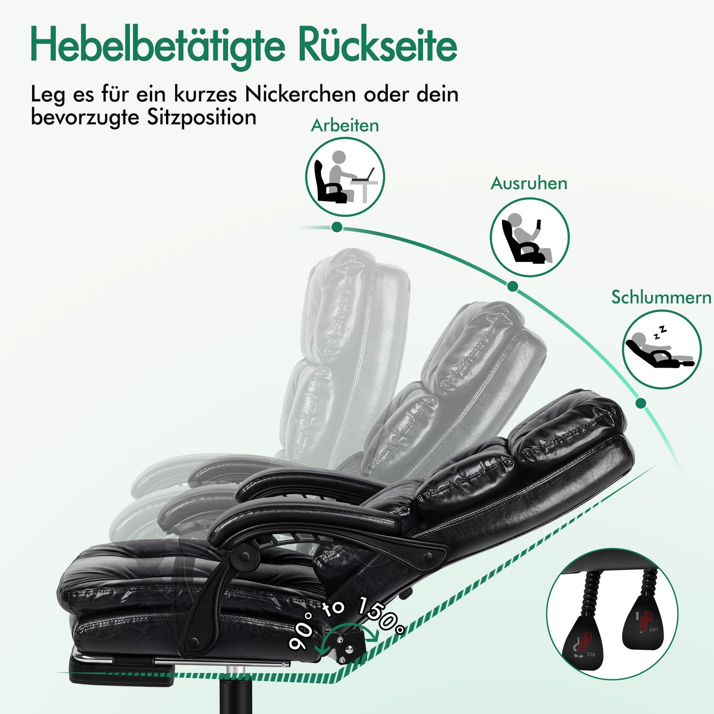 Silla de oficina ALFORDSON, ejecutiva, para ordenador, asiento de piel sintética, reclinable, para trabajo y juegos