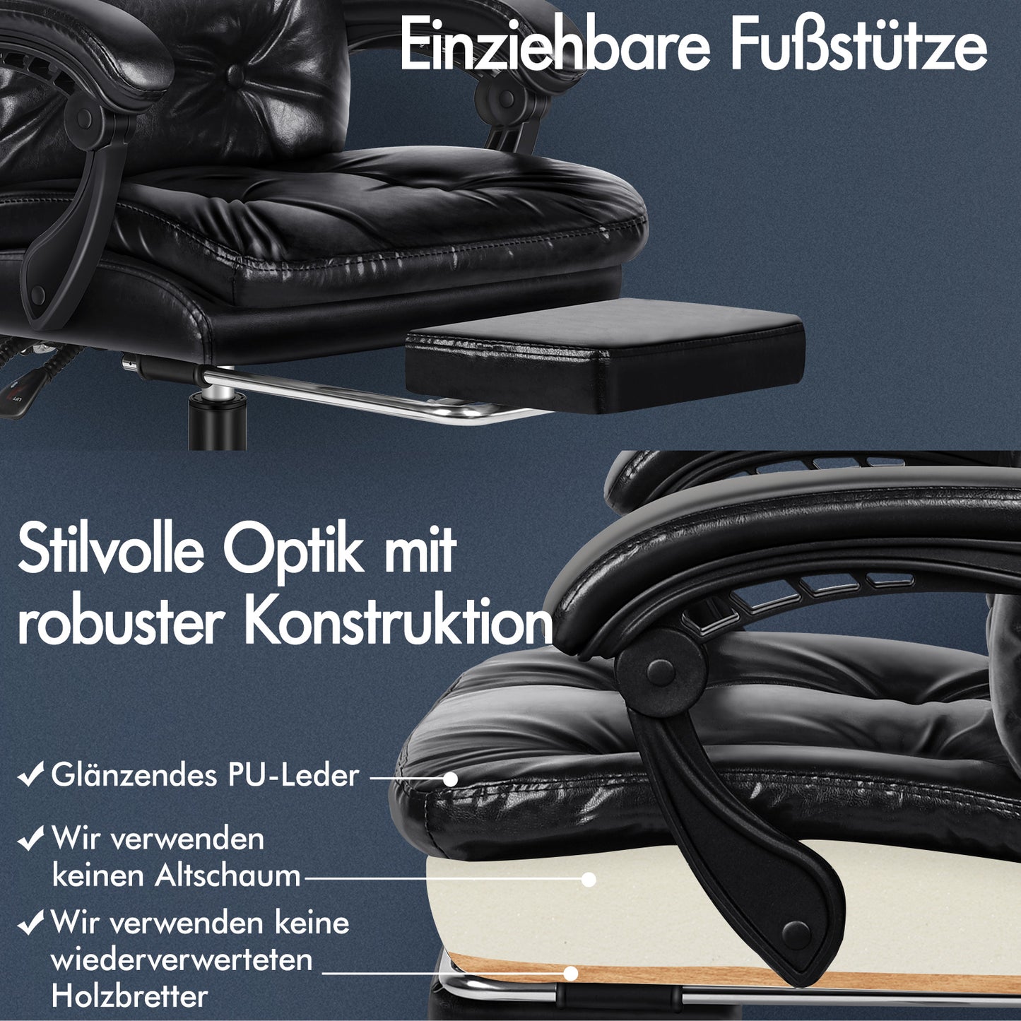 ALFORDSON Bürostuhl Exekutive Computer PU Leder Sitz Arbeit Recliner Gaming