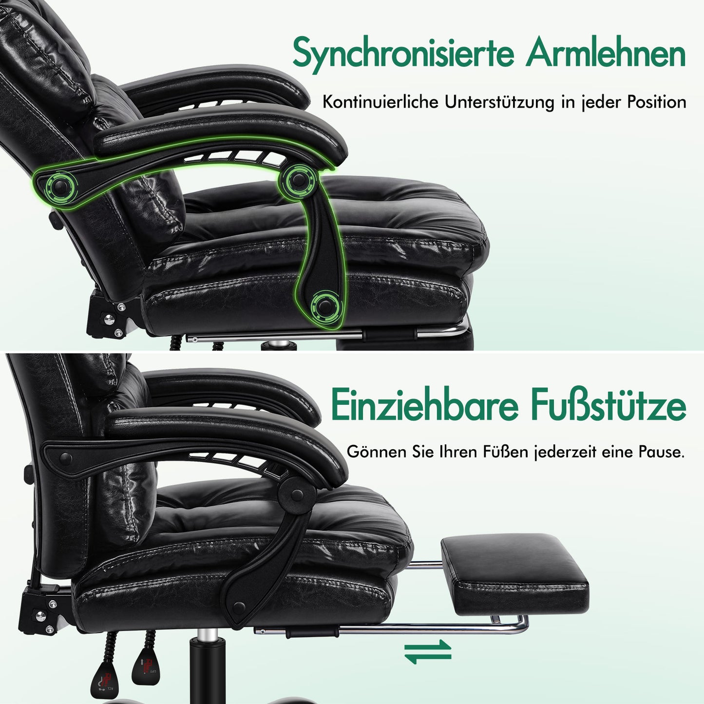 Silla de oficina ALFORDSON, ejecutiva, para ordenador, asiento de piel sintética, reclinable, para trabajo y juegos