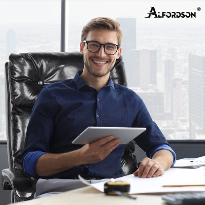 Silla de oficina ALFORDSON, ejecutiva, para ordenador, asiento de piel sintética, reclinable, para trabajo y juegos