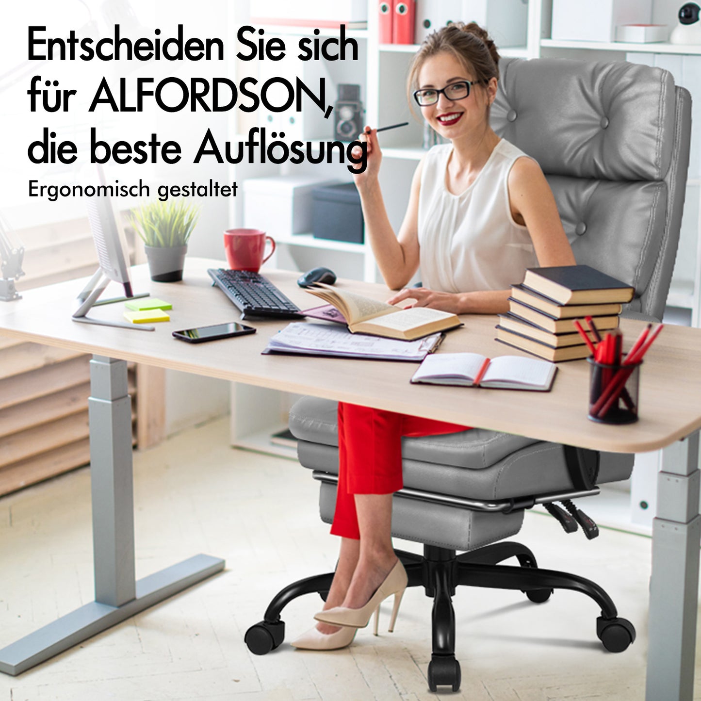 ALFORDSON Bürostuhl Exekutive Computer PU Leder Sitz Arbeit Recliner Gaming