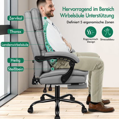 Silla de oficina ALFORDSON, ejecutiva, para ordenador, asiento de piel sintética, reclinable, para trabajo y juegos