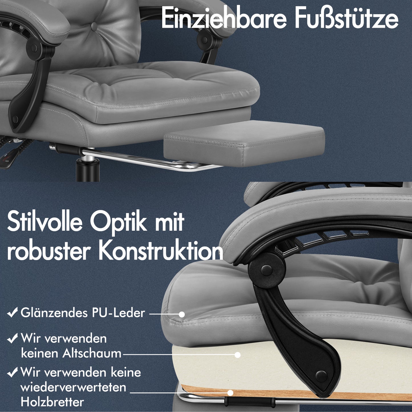 ALFORDSON Bürostuhl Exekutive Computer PU Leder Sitz Arbeit Recliner Gaming