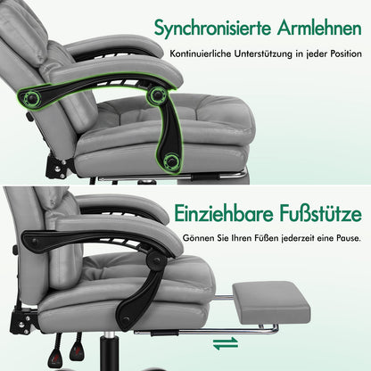 Silla de oficina ALFORDSON, ejecutiva, para ordenador, asiento de piel sintética, reclinable, para trabajo y juegos