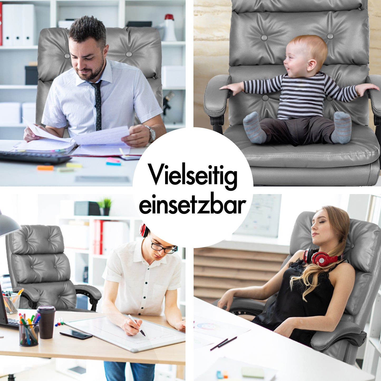 ALFORDSON Bürostuhl Exekutive Computer PU Leder Sitz Arbeit Recliner Gaming