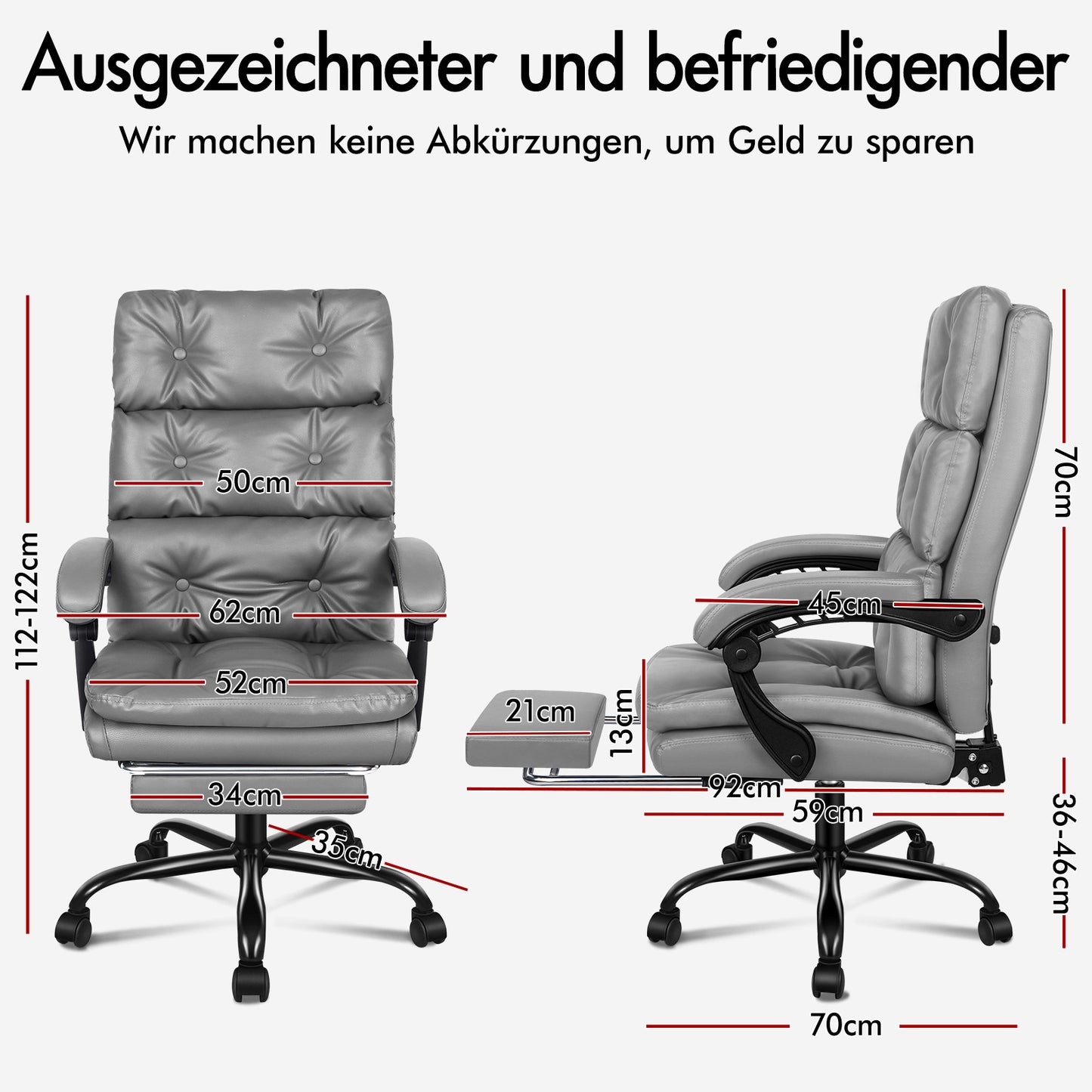ALFORDSON Bürostuhl Exekutive Computer PU Leder Sitz Arbeit Recliner Gaming