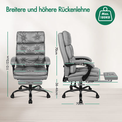 Silla de oficina ALFORDSON, ejecutiva, para ordenador, asiento de piel sintética, reclinable, para trabajo y juegos