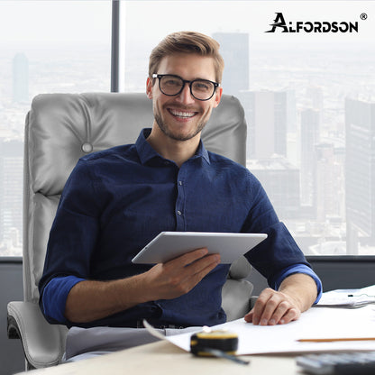 Silla de oficina ALFORDSON, ejecutiva, para ordenador, asiento de piel sintética, reclinable, para trabajo y juegos