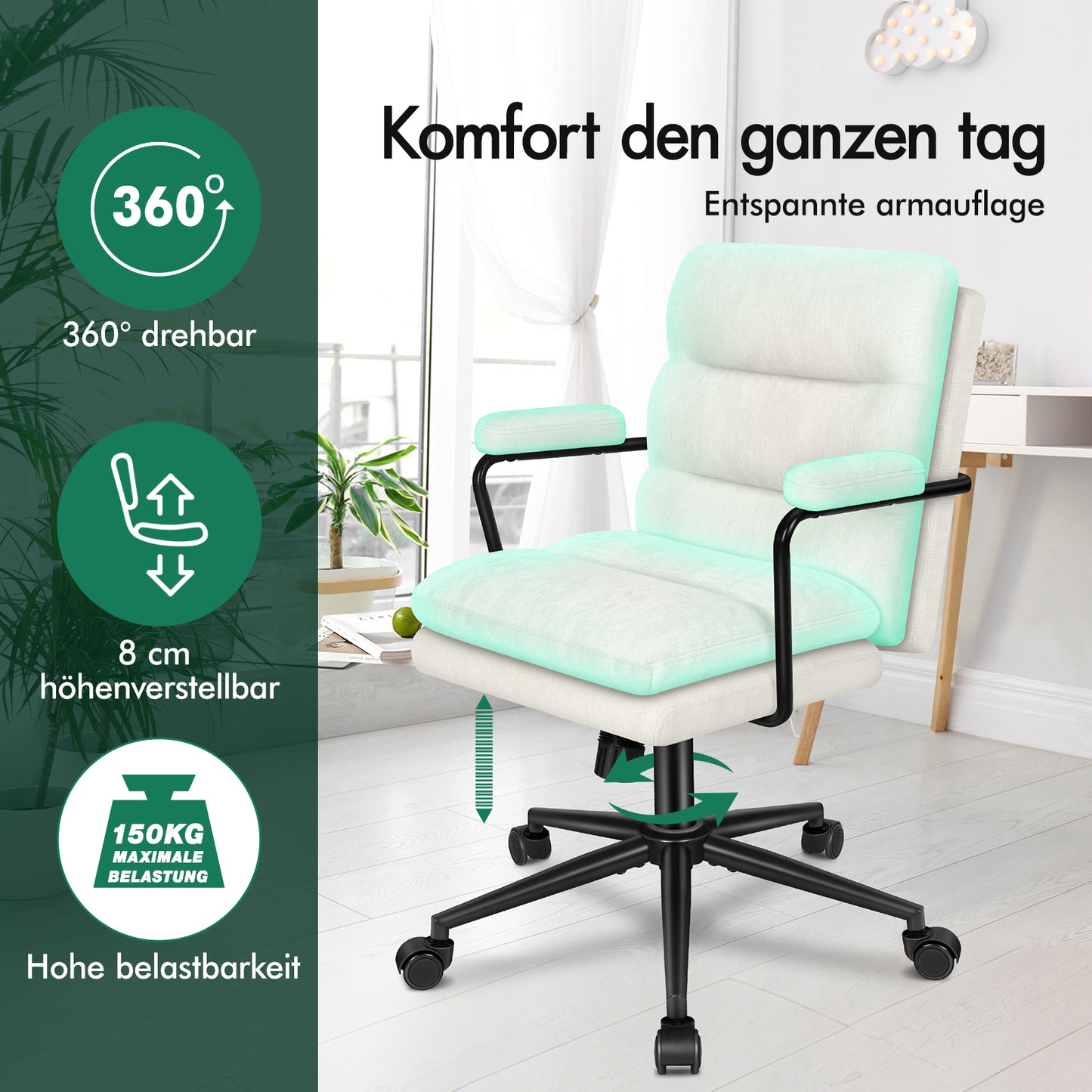 ALFORDSON Bürostuhl Ergonomisch Chefsessel Computerstuhl Arbeitsplatzstuhl