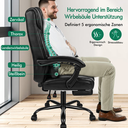 ALFORDSON Bürostuhl Exekutive Computer Spielen PU-Ledersitz Recliner Schwarz