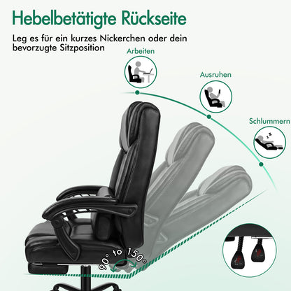 ALFORDSON Bürostuhl Exekutive Computer Spielen PU-Ledersitz Recliner Schwarz