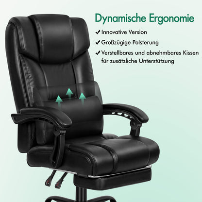 ALFORDSON Bürostuhl Exekutive Computer Spielen PU-Ledersitz Recliner Schwarz