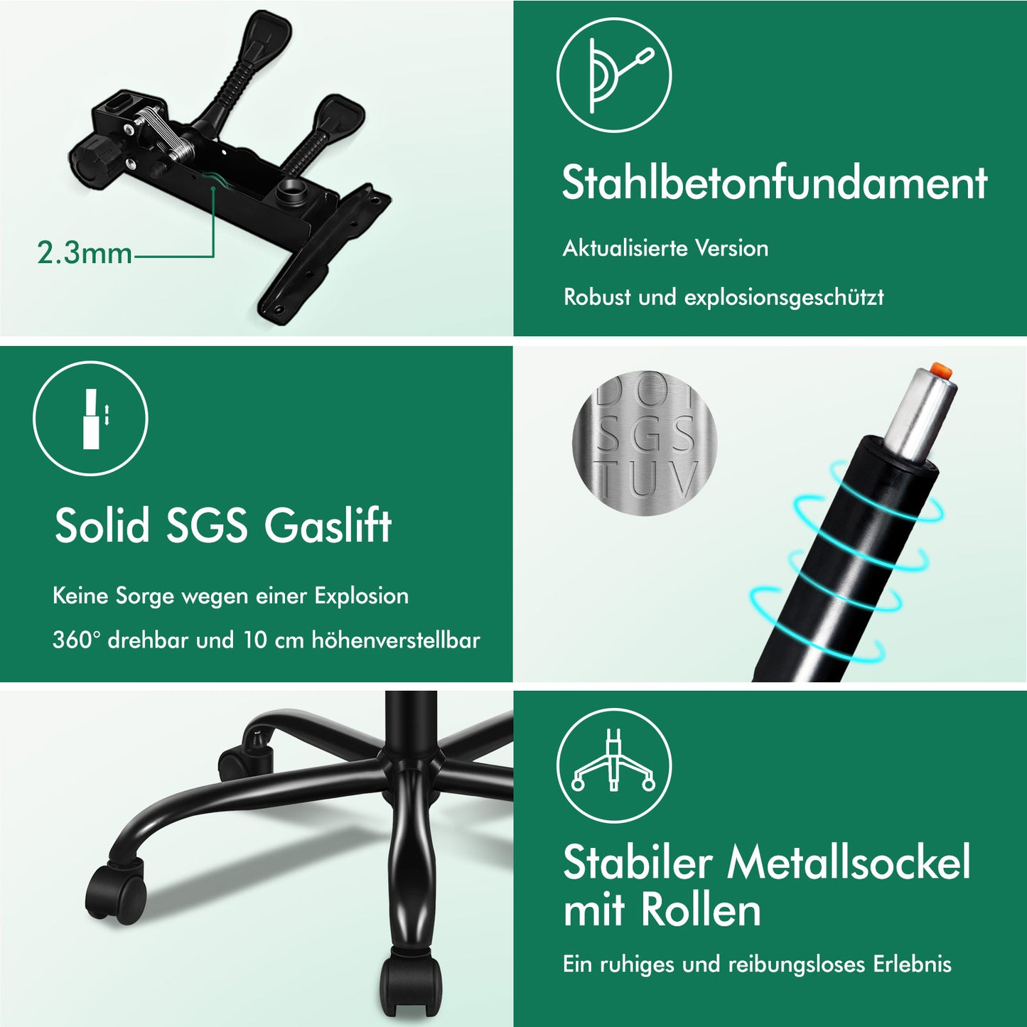 ALFORDSON Bürostuhl Exekutive Computer Spielen PU-Ledersitz Recliner Schwarz