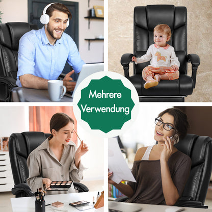 ALFORDSON Bürostuhl Exekutive Computer Spielen PU-Ledersitz Recliner Schwarz