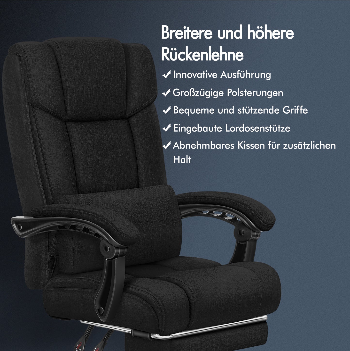 ALFORDSON Bürostuhl Exekutive Computer Spielen Stoffsitz Liegestuhl Schwarz