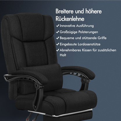 ALFORDSON Bürostuhl Exekutive Computer Spielen Stoffsitz Liegestuhl Schwarz