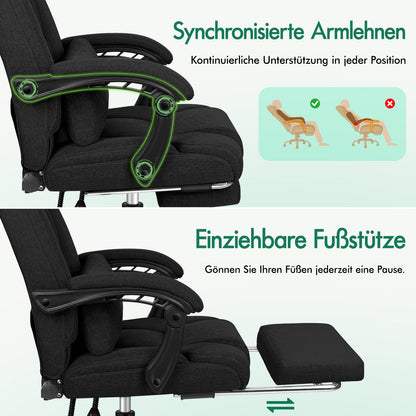 ALFORDSON Bürostuhl Exekutive Computer Spielen Stoffsitz Liegestuhl Schwarz