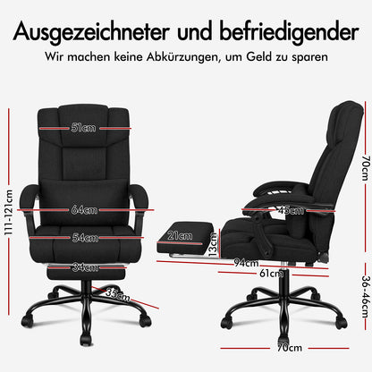 ALFORDSON Bürostuhl Exekutive Computer Spielen Stoffsitz Liegestuhl Schwarz