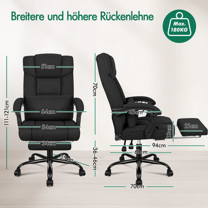 ALFORDSON Bürostuhl Exekutive Computer Spielen Stoffsitz Liegestuhl Schwarz