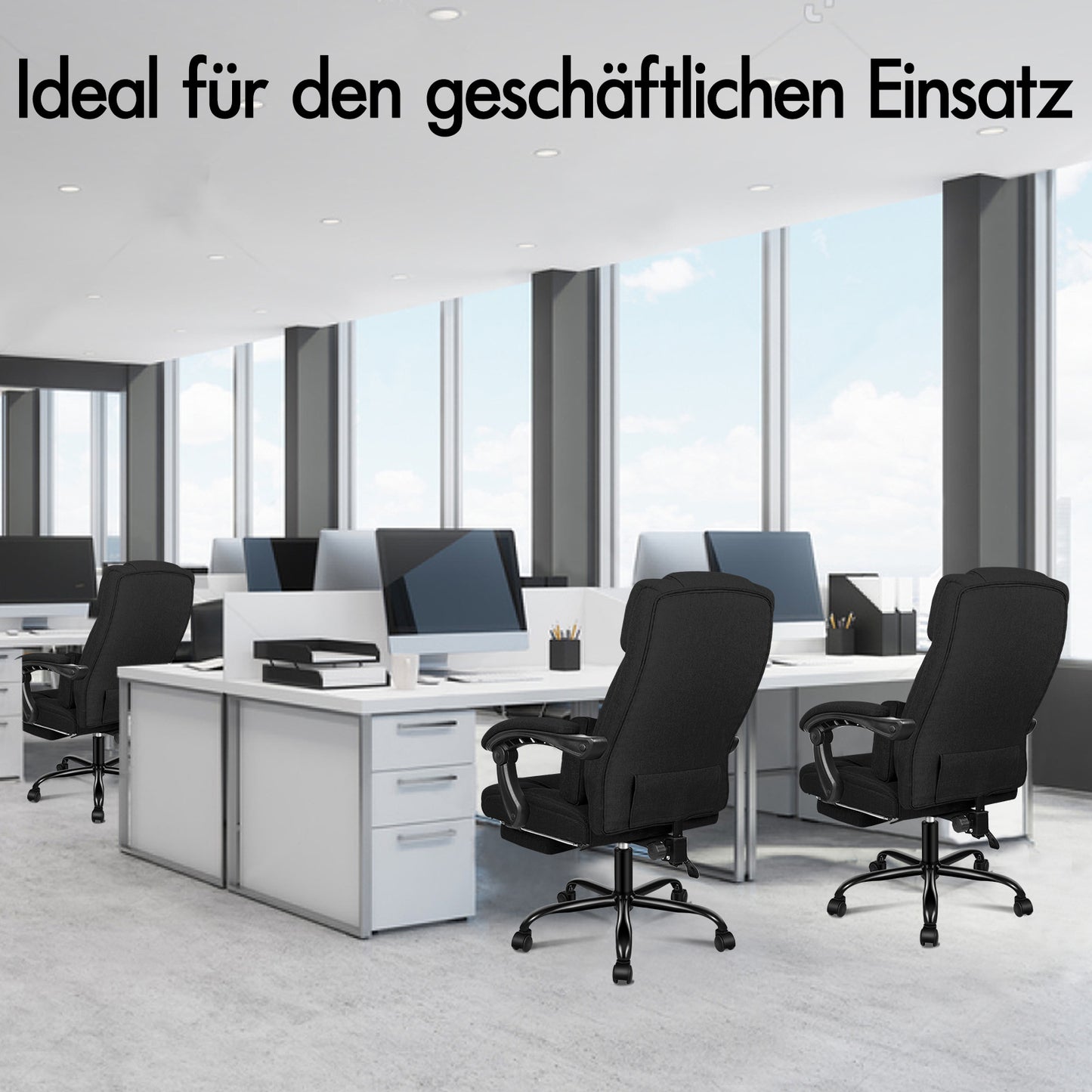 ALFORDSON Bürostuhl Exekutive Computer Spielen Stoffsitz Liegestuhl Schwarz