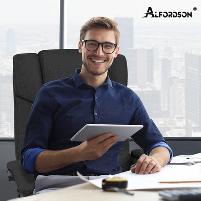 ALFORDSON Bürostuhl Exekutive Computer Spielen Stoffsitz Liegestuhl Schwarz