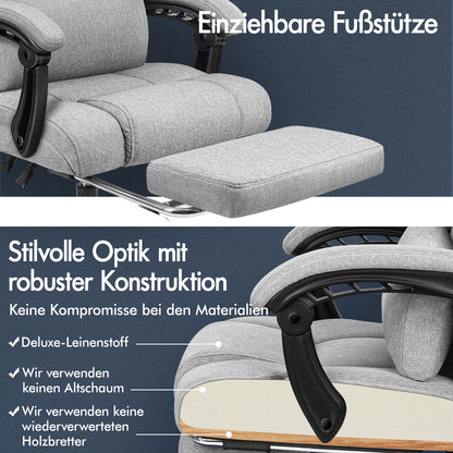 ALFORDSON Bürostuhl Exekutive Computer Spielen Stoffsitz Liegestuhl Grau