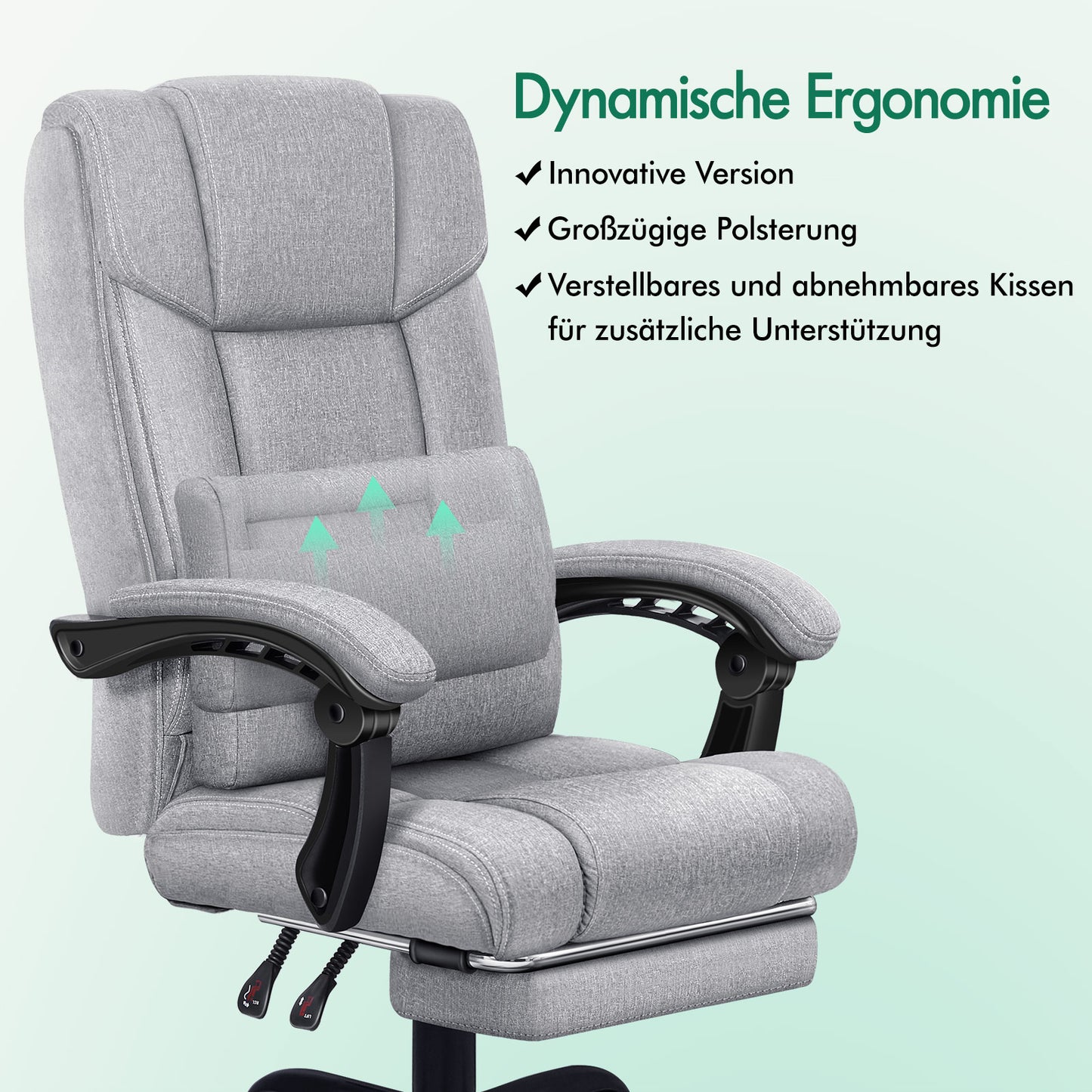 Silla de oficina ALFORDSON ejecutiva para juegos de computadora, asiento de tela, reclinable, gris