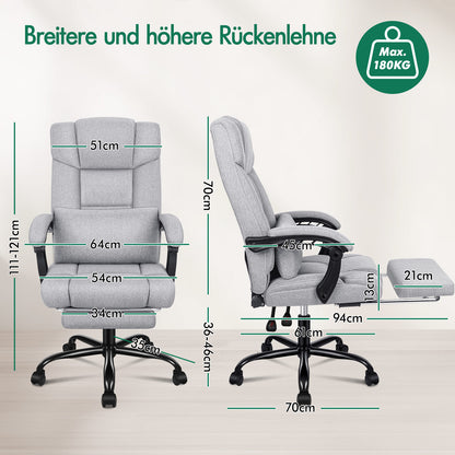 Silla de oficina ALFORDSON ejecutiva para juegos de computadora, asiento de tela, reclinable, gris