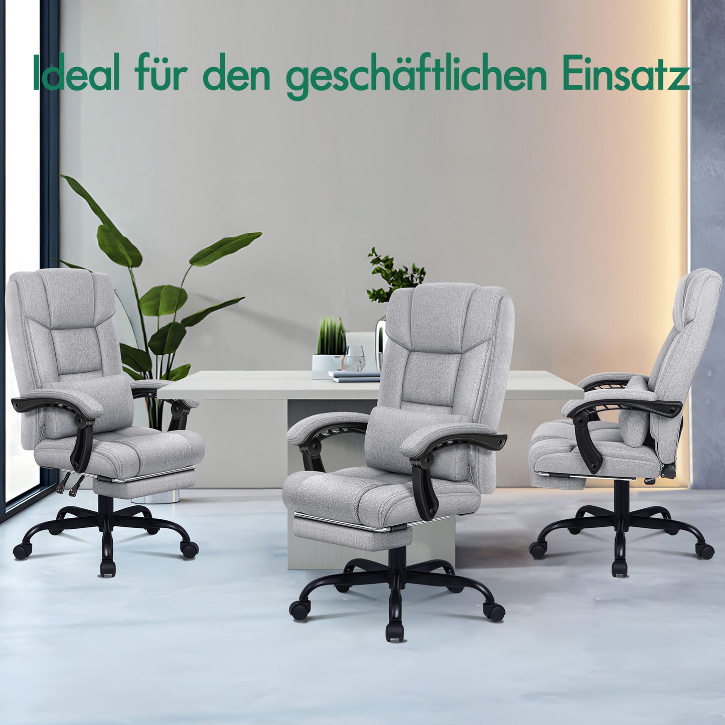 Silla de oficina ALFORDSON ejecutiva para juegos de computadora, asiento de tela, reclinable, gris