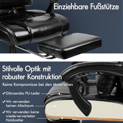 ALFORDSON Bürostuhl Exekutive Computer Spielen PU-Ledersitz Recliner Schwarz