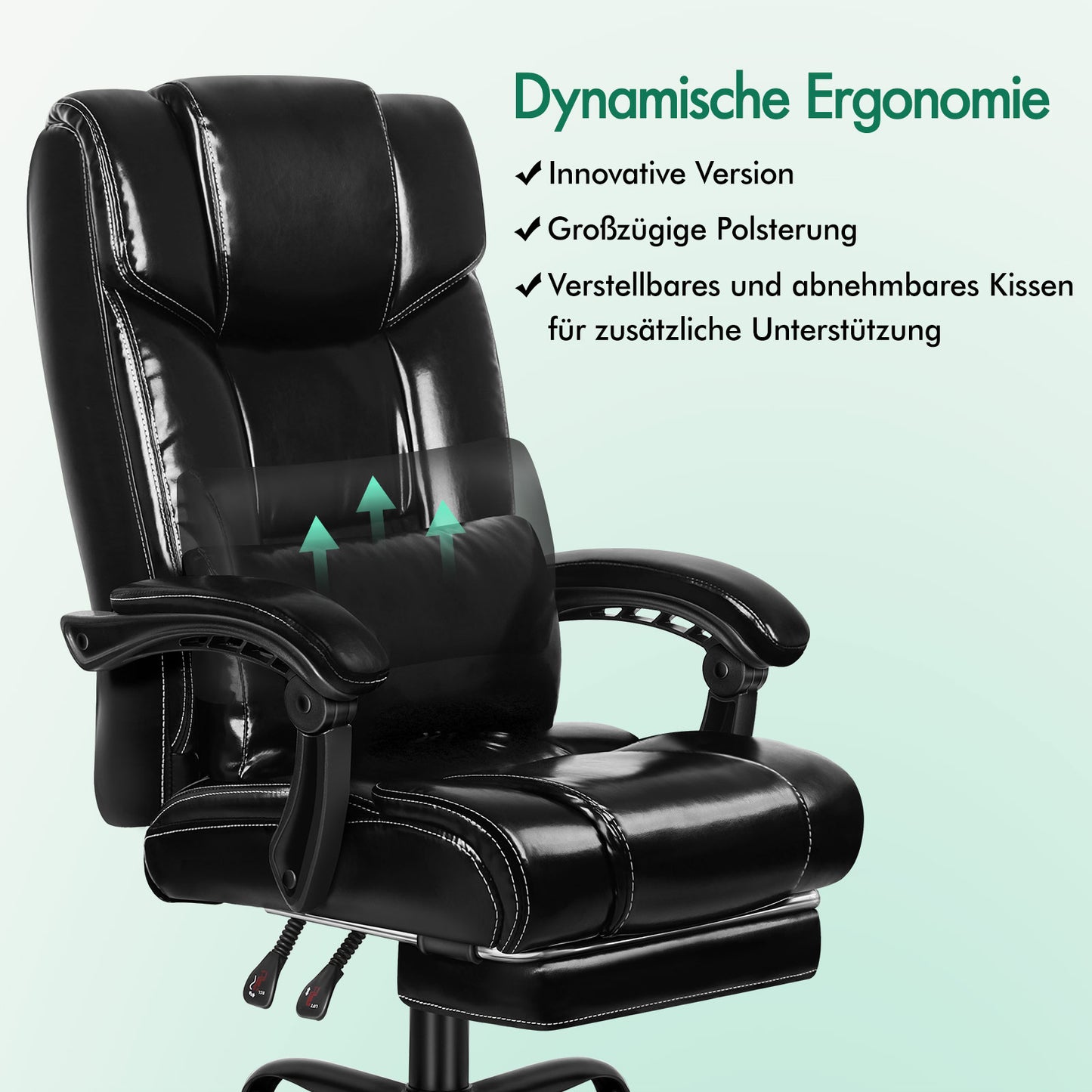 Silla de oficina ALFORDSON ejecutiva para juegos de ordenador, asiento de cuero sintético, reclinable, color negro