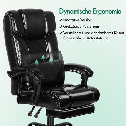 Silla de oficina ALFORDSON ejecutiva para juegos de ordenador, asiento de cuero sintético, reclinable, color negro