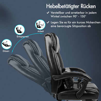 ALFORDSON Bürostuhl Exekutive Computer Spielen PU-Ledersitz Recliner Schwarz