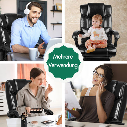 Silla de oficina ALFORDSON ejecutiva para juegos de ordenador, asiento de cuero sintético, reclinable, color negro