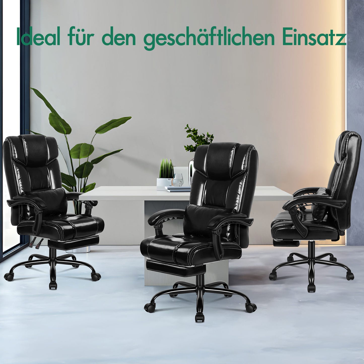 Silla de oficina ALFORDSON ejecutiva para juegos de ordenador, asiento de cuero sintético, reclinable, color negro