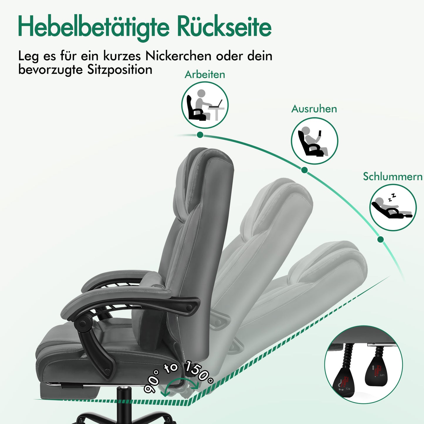 Silla de oficina ALFORDSON ejecutiva para juegos de ordenador, asiento de cuero sintético, reclinable, color gris