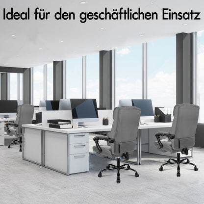 ALFORDSON Bürostuhl Exekutive Computer Spielen PU-Ledersitz Recliner Grau