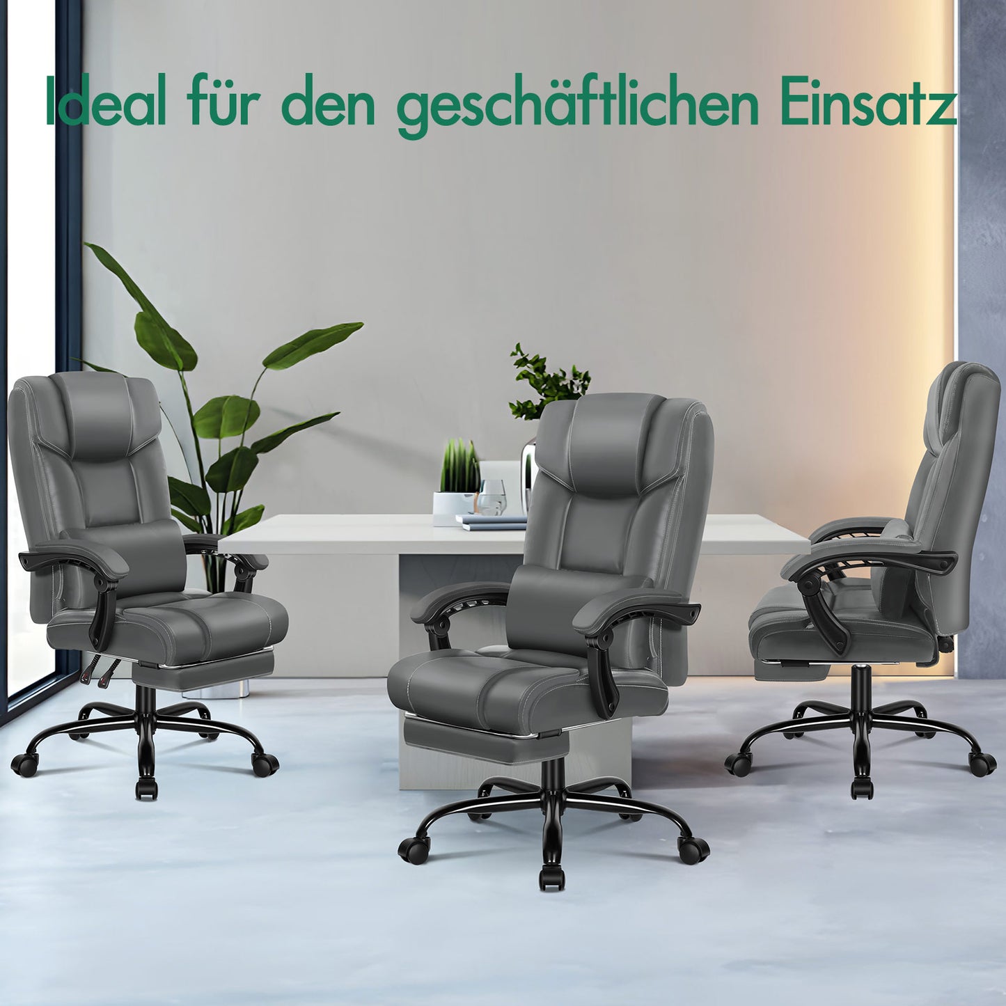 Silla de oficina ALFORDSON ejecutiva para juegos de ordenador, asiento de cuero sintético, reclinable, color gris