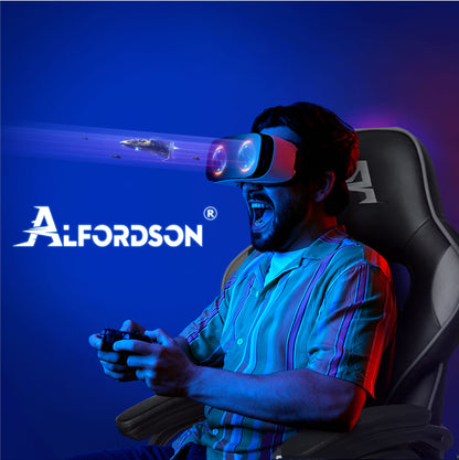 ALFORDSON Gaming-Stuhl Bürostuhl Dicke Polsterung Fußstütze Exekutive Grau