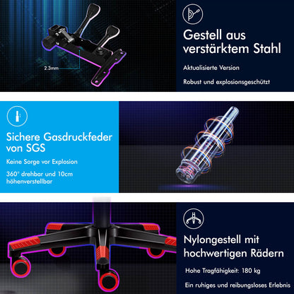 ALFORDSON Gaming-Stuhl Bürostuhl Dicke Polsterung Fußstütze Exekutive Rot