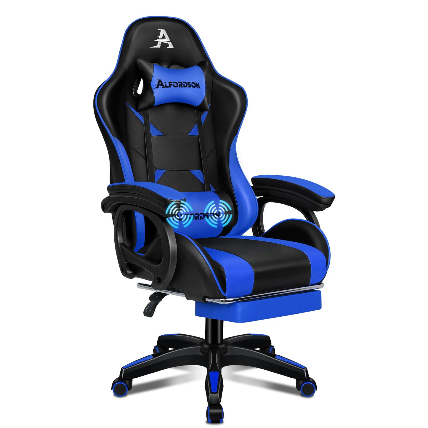 ALFORDSON Gaming Stuhl mit 2-Punkt Massage Bürostuhl mit Fußstütze