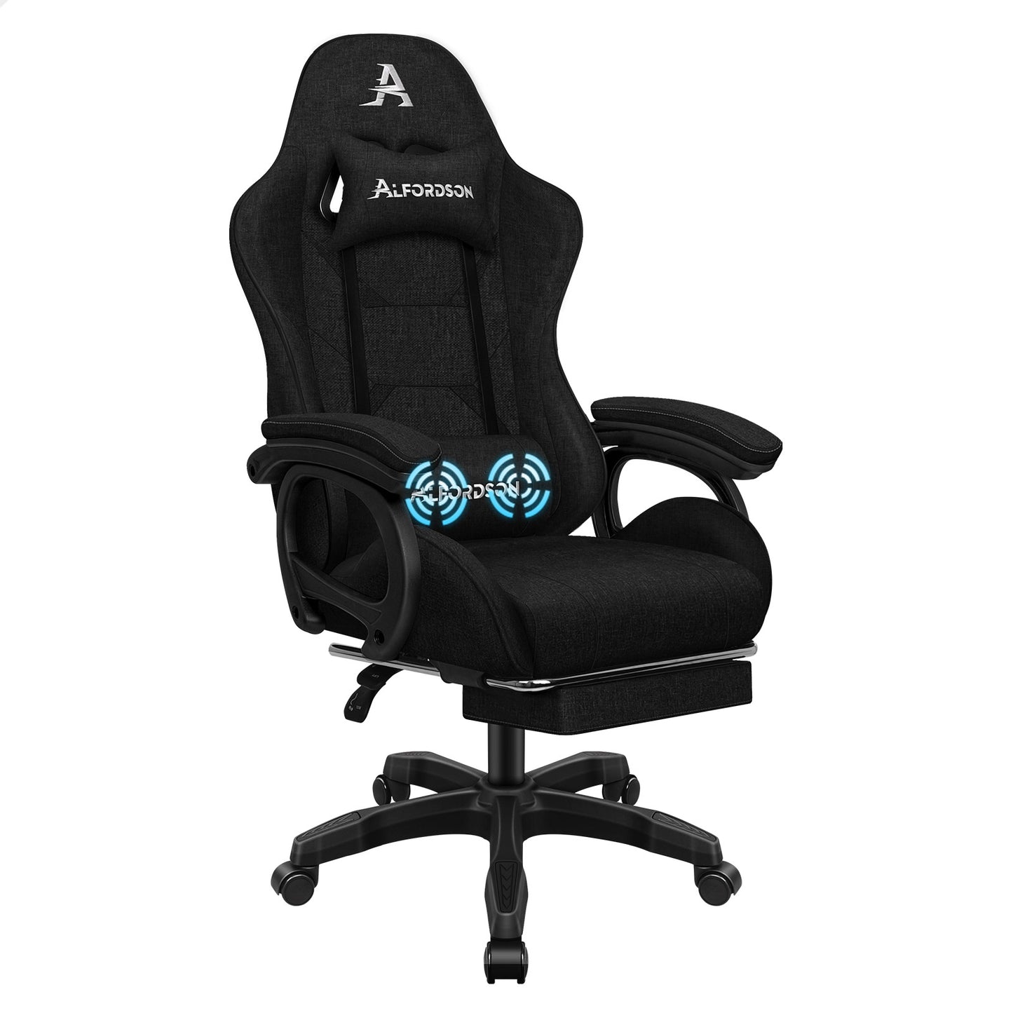 ALFORDSON Gaming Stuhl mit 2-Punkt Massage Bürostuhl mit Fußstütze
