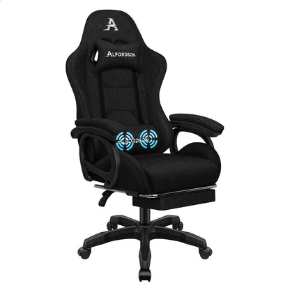 ALFORDSON Gaming Stuhl mit 2-Punkt Massage Bürostuhl mit Fußstütze