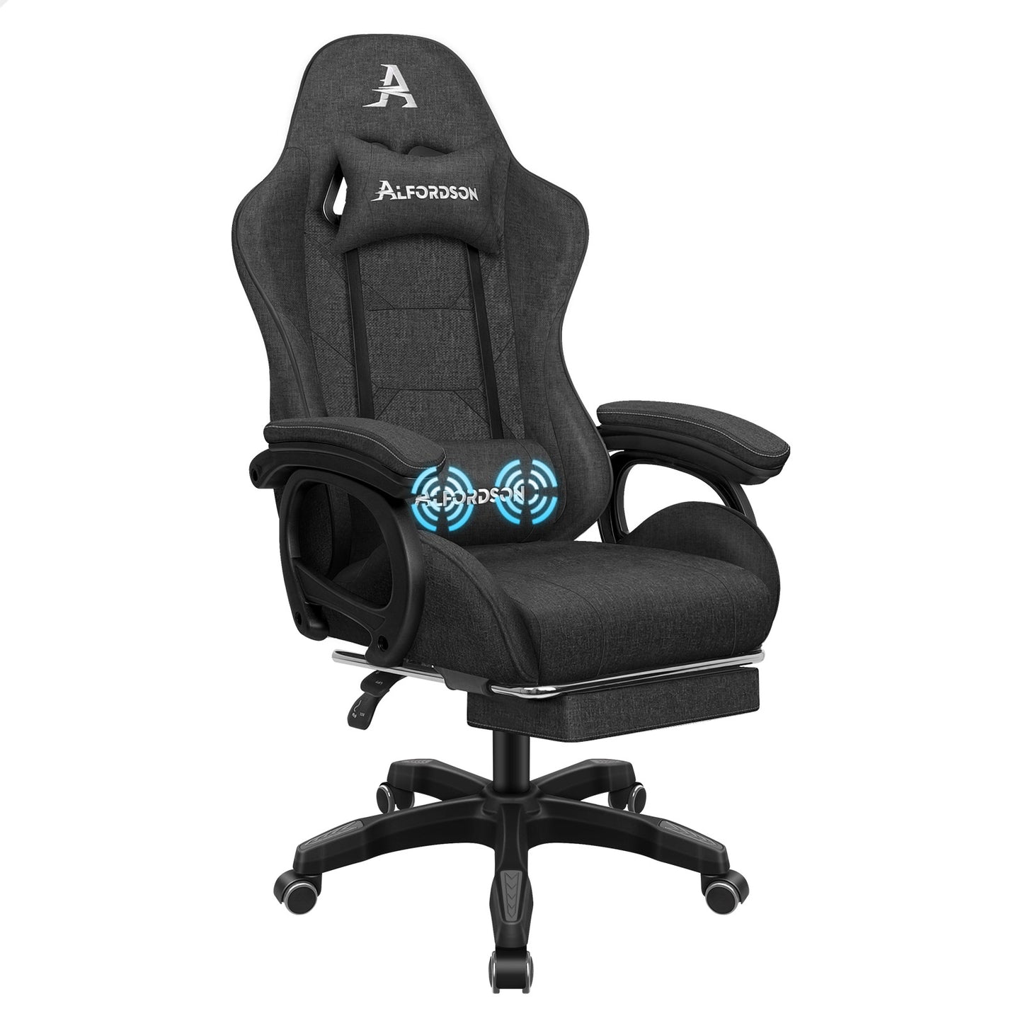 ALFORDSON Gaming Stuhl mit 2-Punkt Massage Bürostuhl mit Fußstütze